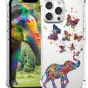 for iPhone 16 Pro Max Case Butterfly Elephant Cute, Soft Mobile Cover Girly Girls Butterfly Design Shockproof Protective Kids Back Clear Phone Case for iPhone 16 Pro Max Women