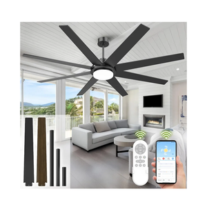 72 Inch Ceiling Fans with Lights and Remote, Outdoor Indoor Black LED Big Ceiling Fan Reversible 24db Quiet DC Motor, 6 Speed 3CCT Dimiable, Modern Ceiling Fans for Patios Living Room Farmhouse Garage, Black 