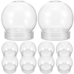 BESTOYARD DIY Snow Globes, 10pcs Clear Plastic Water Globe with Screw Off Cap 4inch Fillable Display Balls Jar for DIY Crafts Home Decoration, 7.00X6.00X6.00CM, Transparent