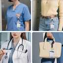 2 x Black Leopard & Rose Gold Heart Badge Reel Retractable ID Name Holder Clip, Beaded Glitter Badge Reels for Nursing Nurse Teacher Student