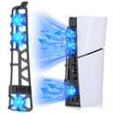 FASTSNAIL Cooling Fan for PS5 Slim Console, Quiet Cooling System with Memory Function and LED Light, Cooler Accessories with 3 High-Speed Fans & USB 3.0 Port for New PlayStation 5 Slim