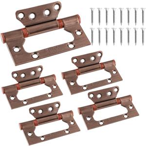 5 Pcs Flush Non-Mortise Hinges,Red Bronze Door Hinges with Screws,Stainless Steel Heavy Duty Smooth Movement Door Hinges (4 Inch x 3 Inch)