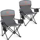 HIGH POINT SPORTS 2 Pack Portable Camping Chair for Adults, Folding Outdoor Camp Chair Lightweight Lawn Chairs Folding Collapsible Chair for Camping, Tailgates, Beach, Gray, Support 250 lbs (Grey)