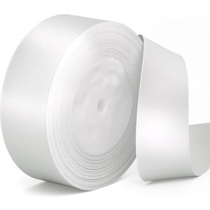 White Satin Ribbon 1-1/2 inch, 50 Yards Solid Fabric Ribbons for Flower Bouquet Wedding Invitations Crafts Wrapping Bow Making Party Home Decoration