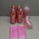 12oz Disposable Stemless Glasses with Flat Lids and Straws,PET Disposable Drinking Cups,Clear Plastic Wine Glasses for Parties Birthday,Wedding,Meeting,Christmas Party Supplies. (100, Pink)