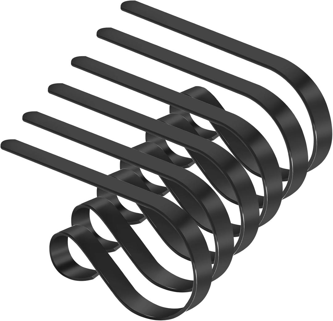 TAROSE Stocking Holders for Mantle, Christmas Stocking Holder Set of 6, Mantle Stocking Hanger Fireplace Hooks for Christmas Party Decoration Supplies(Black)