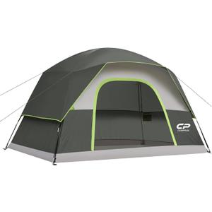 CAMPROS CP Camping Tent 2/4/6 Person, Waterproof Windproof Double Layer Dome Tent, Easy Setup with Large Mesh Windows & Wide Door for Outdoor Camping Backyard