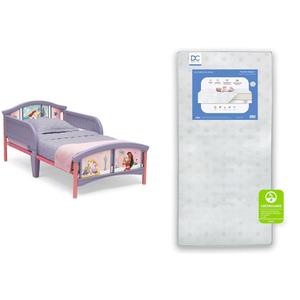Delta Children Plastic Toddler Bed, Disney Princess & Twinkle Galaxy Dual Sided Crib and Toddler Mattress - Premium Sustainably Sourced