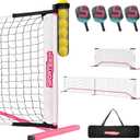 Portable Pickleball Net for Driveway, 22FT & 11FT 2IN1 Pickle Ball Net with 4 Paddles, 8 Pickleballs, Ball Collector, Carry Bag, Practice Net Set for Garages Backyard (White)