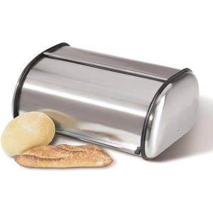Oggi Stainless Steel Roll Top Bread Box for Kitchen Countertop with Stainless Steel Lid - Fits Multiple Large Loaves of Bread and Other Freshly Baked Goods Including Cookies, Bagels, Muffins (17.5 Inch by 7.5 Inch by 11.5 Inch)