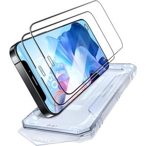 2 x Unbreak Top 9H+ Glass for iPhone 12 pro max Screen Protector 12FT Military Armor Shatterproof + Longest Durable, 1:1 Full-Coverage Tempered Glass, Auto-Align Fit Bubble-free, 2-Pack (HD clear)