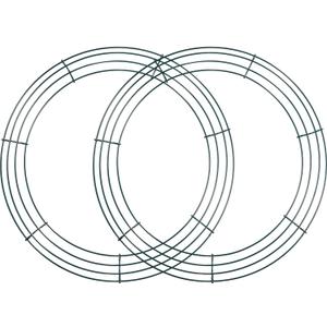 2 Pack Christmas Wire Wreath Frame Wire Wreath Making Rings Green for New Year Valentines Decoration (14 Inch)