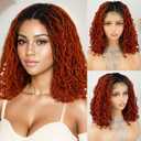 MISS FANCY 16 Inch Burgundy Short Bob Braided Wig for Black Women - 4x4 Lace Front Glueless Faux Locs & Twist Braids with Baby Hair, Synthetic Protective Style (#T2/350)