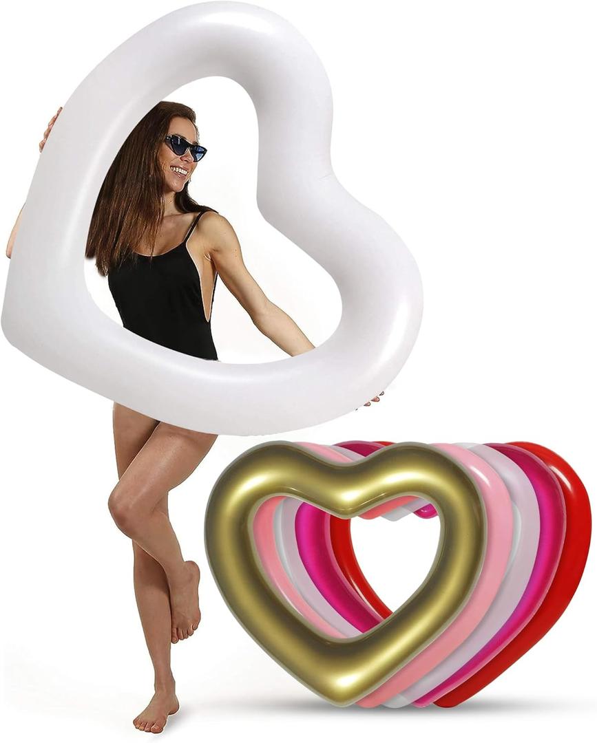The Original Heart Pool Floats for Adults by LOTELI  Thicker & Stronger  Large Inflatable Pool Floats for Parties Bachelorette Wedding Float  River Lake Beach Raft - Durable & Easy to Inflate (1 Pack, White)