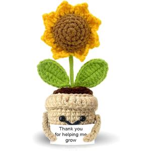 Mini Positive Sunflower Crochet, Mothers Day, Mom's Birthday Gift for Women, Appreciation Thank You Gift for Coworker, Friend, Teacher, Sister