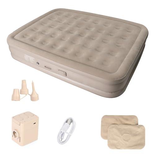 sxvbdway Air Mattress with Detachable Built-in Pump, Double Person Air Bed with 2 Pillows, Inflatable Mattress, Blow up Mattress for Camping, Heightened Comfort Blow up Airbed Double Person