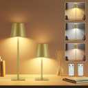 Czgor Rechargeable Cordless Table Lamp with Remote 2 Pack, 5200mAh Battery Operated Desk Lamp with Timer, 3-Color Stepless Dimming Wireless Desk Lamp, Portable Table Lamp for Bedroom Restaurant (Gold)