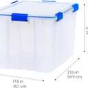 IRIS USA WeatherPro 74 Qt Storage Bins with Lids, 3 Pack, BPA-Free Plastic Gasket Box with Tight Latch and Seal, Stackable Nestable Tote Tub - Clear/Blue