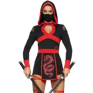 Spooktacular Creations 2 Pcs Ninja Costume Women, Halloween Ninja Costume Adult with Mask for Halloween Party Cosplay, Size L