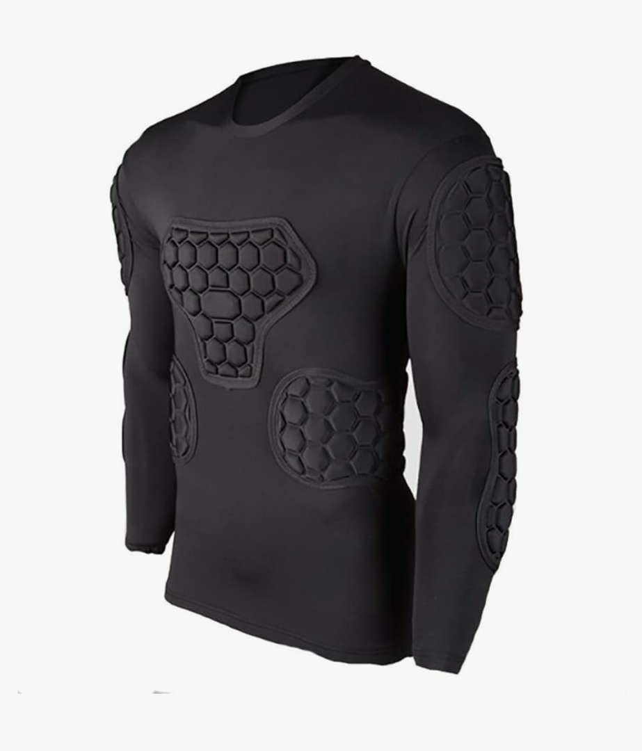 Men's Goalkeeper Shirt Padded Football Protective Gear for Men Training Suit Rib Protector for Soccer Basketball Paintball M