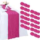 RestfulGlow 12 Pack Hot Pink Cheesecloth Table Runner 10FT Boho Gauze Fabric Table Runner 35 x 120 Inch Rustic Sheer Runner for Centerpiece Wedding Decor Baby Shower Party Table Decoration