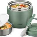 Soup Thermo for Hot Food Insulated Food Jar 32oz, Vacuum Insulated Stainless Steel Lunch Container - Wide Mouth Thermo for Soup & Food, Insulated lunch box Leakproof Bento Box with Spoon (Green)