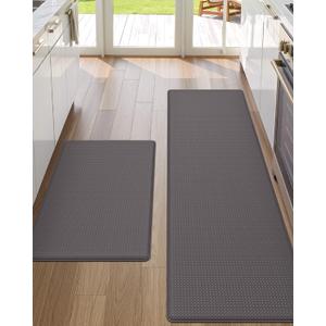 DEXI Kitchen Floor Mats Cushioned Anti Fatigue, 17x29+17x59, Large Long Standing Runner Rug Waterproof, Comfort Memory Foam Padded for Front Sink Laundry, Taupe