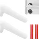 Door Handle Covers, 2Pcs Transparent White Silicone Door Knob Glove Covers Anti-Slip Door Lever Protectors with Anti-Collision Adhesive Strip for Flat Square Door Levers
