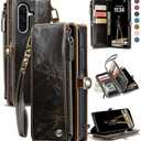 Defencase for Samsung Galaxy A17 5G Case Wallet with RFID Blocking Card Holder for Women and Men, PU Leather Magnetic Snap Flip Zipper Strap Wallet Phone Case for Galaxy A17 5G 6.7", Coffee