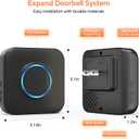 Smart WiFi Wireless Doorbell Chime for Google Nest, Ring, Blink App-Connected with LED Light, No Wiring Required (1pack, Black)