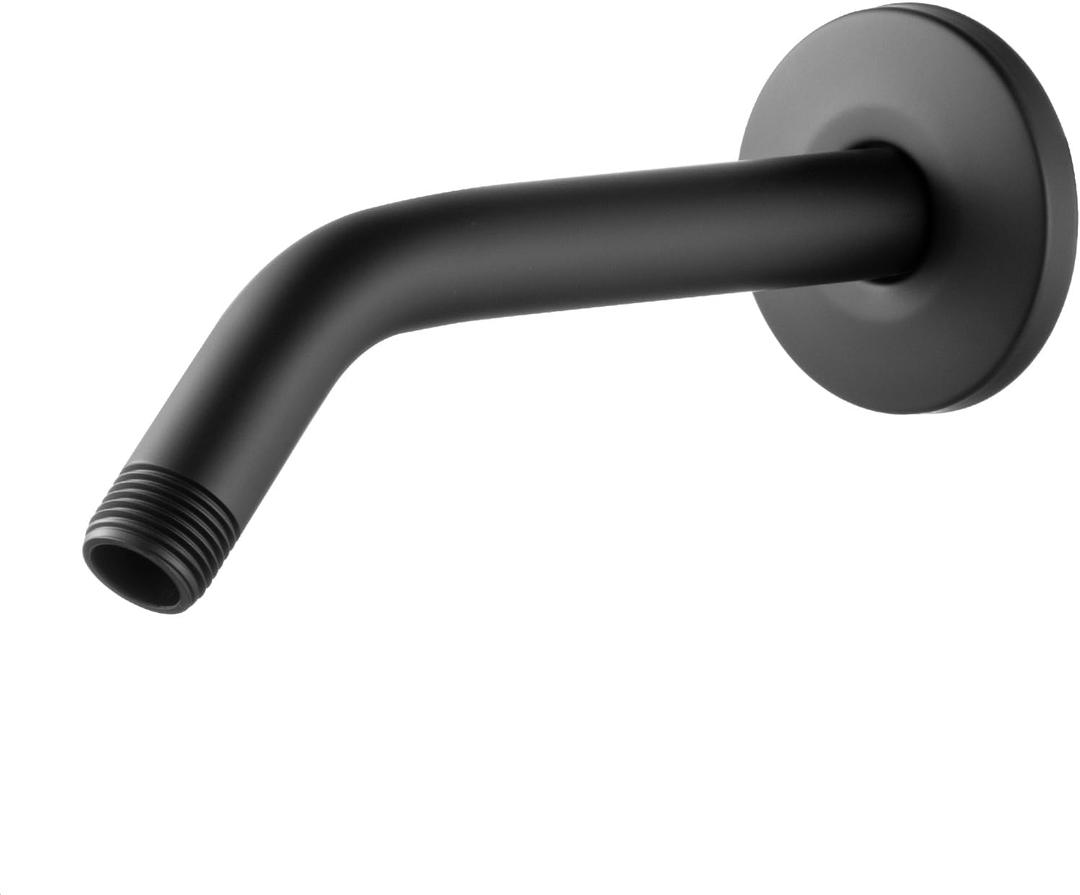 OFFO Shower Arm with Flange, 6 in Wall Mount Replacement Angle Shower Head Arm Wall-Mounted For Fixed Shower Head & Handheld Showerhead, Matte Black