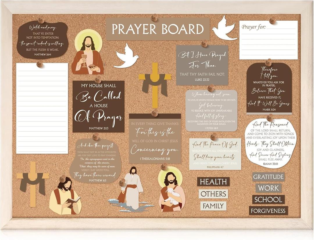 Chunful 92 Pcs Prayer Board Kit Prayer Supplies for Women with Pins Envelope and Bible Verse Quotes Christian Gift DIY Wall Art for Living Room Office(Not Including Board)