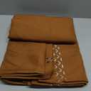 MIULEE Brown Thick Polyester Linen Rectangle Tablecloth with Decorative Cutouts Waterproof Stain Resistant Table Cloth Spring Boho Farmhouse Table Cover for Dining Party Wedding, 120 x 55 inch