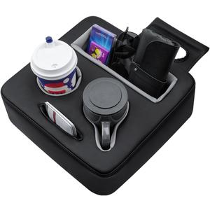 Autorder Back Seat Cup Holder for Car, Couch Cup Holder, Car Truck Boat RV Organizer, Holds Coffee Cups, Books, Phones, Remote Controls - PU Leather Black