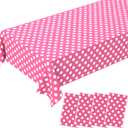 4 Pack Pink White Table Cloth, Disposable Plastic Pink Polka Dot Tablecloth Pink and White Table Cover for Rectangle Tables, Birthday, Outdoor Picnic, Baby & Bridal Shower Party Decor 54 x 108 Inch
