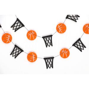 Basketball and Hoop Garland Decorations – Sports-Themed Banner for Game Day Parties, Team Celebrations, Tournaments, Sports Bars, Athlete Events, or Basketball-Themed Room and Event Décor