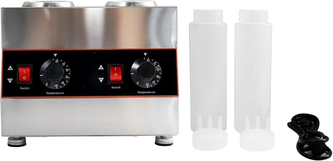 Commercial Electric Sauce Warmer Electric Cheese Sauce Warmer Hot Fudge Warmer Dispenser Cheese Dispenser Warmer with 2 Pump (2 Pump Head)