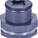 1.25 Female PVC Bulkhead Fitting with Plug Silicon Seal Gasket Water Tank Connector for 2.5 Inch Hole Saw Rain Barrels, Aquariums