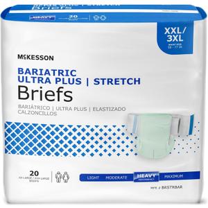 McKesson Ultra Plus Stretch Briefs, [20 Count], XXL/3XL, 58-77 in. Incontinence Adult Diapers, Heavy Absorbency, Unisex, Disposable, Elastic Leg Gathers and Contoured Fit for Men and Women