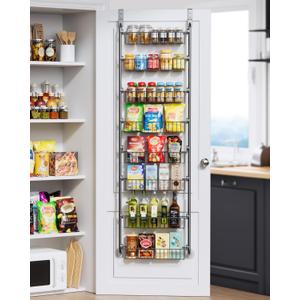 Delamu Over The Door Pantry Organizer, 8-Tier Pantry Door Organizers and Storage, Metal Hanging Spice Rack, Seasoning Organizer, Door Organizer for Home Kitchen Bathroom, Black