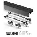 WEWORTH Heavy Duty Double Bypass Sliding Closet Door Track Kit Hardware 48”/4FT Aluminium Alloy Pocket Door Track Rail Set, for 2 Door System, Smoothly and Quietly, Black