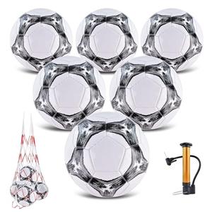 ELKCIP 5 Pack Classic deflated Soccer Balls for Indoor Outdoor Lawn Game Training Practice Bulk Sport Gift for Teens Adults, Gray, Size 4