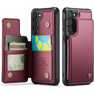 Vinich for Samsung Galaxy S23 Wallet Case with Card Holder, RFID Blocking Credit Slots Kickstand Shockproof Phone Cover Fit for Galaxy S23 6.1" Red