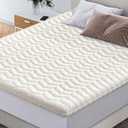 Premium High-Density Foam Mattress Topper Queen Size (60"x80") White, Thick & Firm Support, Breathable & Hypoallergenic for Back Pain Relief & Pressure Relief, Bed Topper