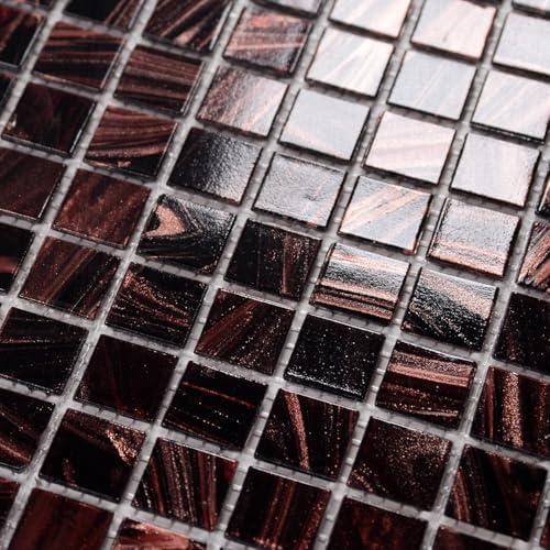 smafusion 11.5sqft Glass Mosaic Tiles,Bathroom,Kitchen Backsplash, Swimming Pools,Shower Tile,Outdoor Tile (10pcs) (Dark Pruple)