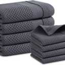 Homaxy Kitchen Towels and Dishcloths Set, 12 x 12 and 13 x 28 Inches, Set of 8 100% Cotton Waffle Weave Kitchen Towels, Super Soft and Absorbent Dish Cloths, Dark Grey