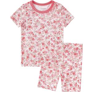 pureborn Baby Toddler Kids Viscose from Bamboo Pajamas Set Pjs 2pcs 18M-8Y (12-18 Months, Ss-pink Floral)