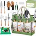 Gardening Tools Set for Women 29Pcs Heavy Duty Garden Hand Tools Set with Floral Tote Bag Rust-Proof Garden Tool Kit Supplies Gardening Esssential Gifts for Women Men