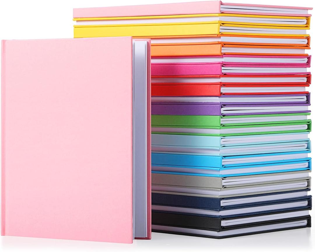 Ireer 24 Pcs 6 x 8 Inch Colorful Hardcover Blank Book Bulk Hardcover Sketchbooks for Kids to Write Stories Blank Books for Journaling Sketching Writing DIY Crafts Supplies 72 Pages(Mixed Color)