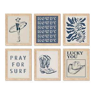 TwoDays Coastal Granddaughter Prints, Coastal Cowgirl Poster, Beachy Room Decor Aesthetic, Beach Wall Art for Teen Girls Bedroom, Vintage Surf Decorations Artwork (8" x 10", Set of 6, UNFRAMED) 2pcs